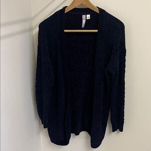 Women's Open-Front Black Knit Cardigan